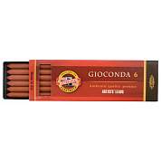 Сангина Koh-I-Noor "Gioconda", коричневая красная, стержень, 5,6мм, 6шт., пластик короб (арт. 298322)