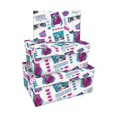 Набор прямоугольных коробок 3в1, MESHU "Super cool", (19*12*7,5-15*10*5см) (арт. 358636)