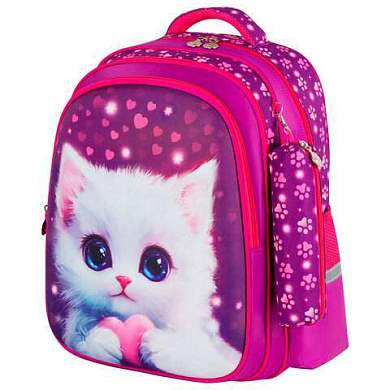 Рюкзак BRAUBERG KIDS MIND с пеналом в комплекте, 2 отделения, "Humble Cat", 40х28х18 см, 273176 (арт. 273176)