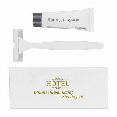 Бритвенный набор КОМПЛЕКТ 200 шт., HOTEL (крем для бритья + станок), картон, 2000121 (арт. 608847)