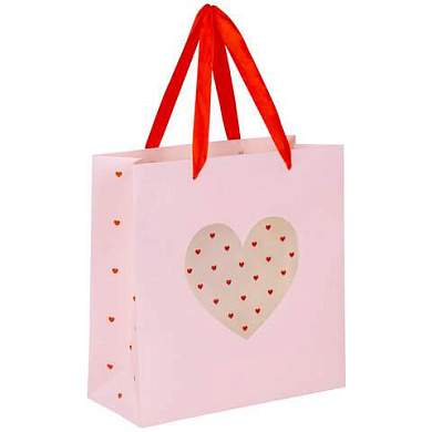 Пакет подарочный (1 штука) 20х20х8 см, ЗОЛОТАЯ СКАЗКА "With LOVE", с прозрачным окном, 608255 (арт. 608255)