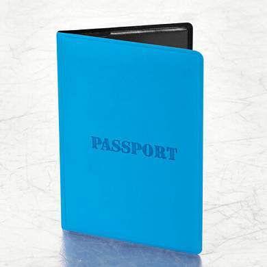 Обложка для паспорта, мягкий полиуретан, "PASSPORT", голубая, STAFF, 238405 (арт. 238405)