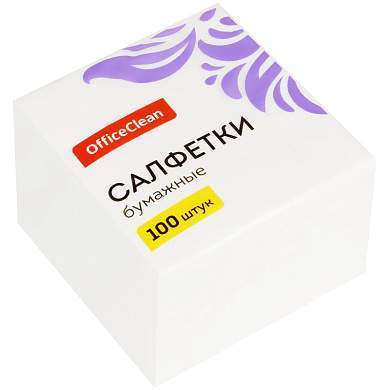 Салфетки бумажные OfficeClean, 1 слойн., 23*23см, белые, 100шт. (арт. 234359)