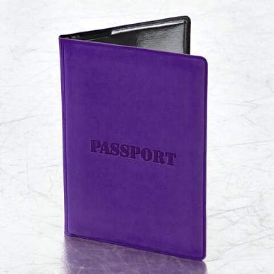 Обложка для паспорта, мягкий полиуретан, "PASSPORT", фиолетовая, STAFF, 237608 (арт. 237608)
