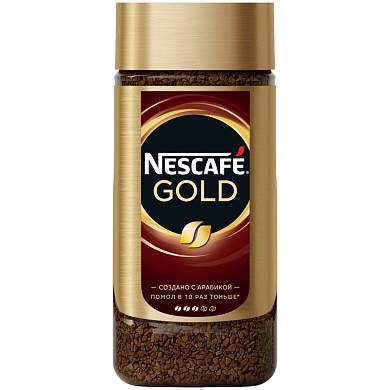 Кофе растворимый Nescafe "Gold", сублимированный, с молотым, тонкий помол, стеклянная банка, 190г (арт. 266710)