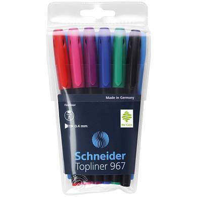 Набор капиллярных ручек Schneider "Topliner 967" 06цв., 0,4мм, европодвес (арт. 256198)