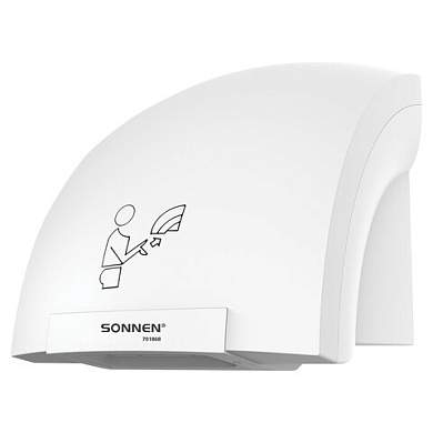 Сушилка для рук SONNEN HSD-A905, 1200 Вт, 30 м/с, IPX1, пластик, белая, 701868 (арт. 701868)