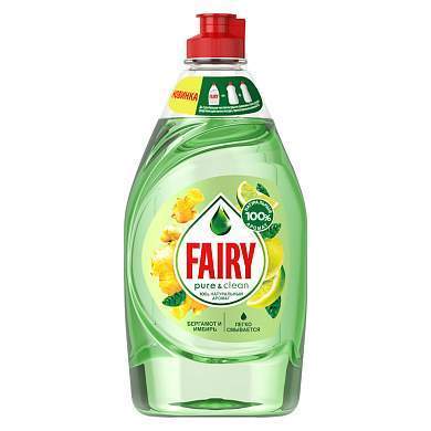 Средство для мытья посуды Fairy "Pure&Clean. Бергамот и Имбирь", 450мл (арт. 301940)