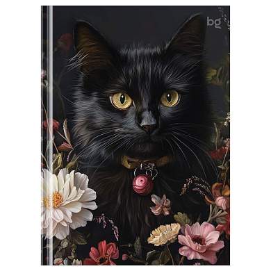 Бизнес-блокнот А6, 64л., BG "Кот и цветы", soft-touch ламинация (арт. 377896)
