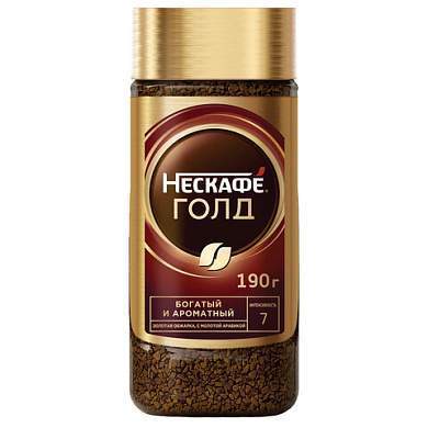 Кофе молотый в растворимом NESCAFE "Gold" 190 г, стеклянная банка, сублимированный, 12135508 (арт. 620013)