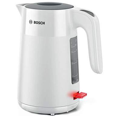Чайник BOSCH TWK2M161, 1,7 л, 2400 Вт, закрытый нагревательный элемент, пластик, белый (арт. 458596)