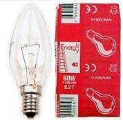 Лампа ДС 60W E27 (уп.100шт.) свеча прозрачная, цветная гофра (Калашниково) (арт. 328721)