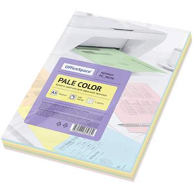 Бумага цветная OfficeSpace pale mix А4, 80г/м2, 250л. (5 цветов) (арт. 373666)