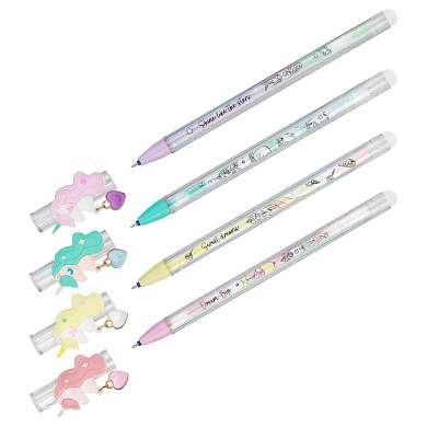 Ручка гелевая стираемая MESHU "Lovely unicorn" синяя, 0,5мм, корпус ассорти, с топпером (арт. 362461)