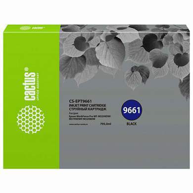 Картридж струйный CACTUS (CS-EPT9661) для Epson WorkForce Pro WF-M5299DW/M5799D, черный (арт. 364179)