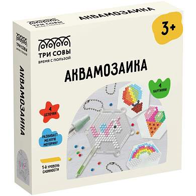 Аквамозаика ТРИ СОВЫ "Единорог", набор инструментов, трафареты, картонная коробка 12*12см (арт. 359676)