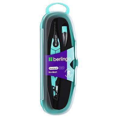 Готовальня Berlingo "Instinct", 2 предмета, циркуль 135мм, мятный, пластиковый футляр (арт. 334973)