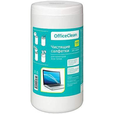 Салфетки чистящие влажные OfficeClean, для мониторов всех типов, в тубе, 100шт. (арт. 248261)