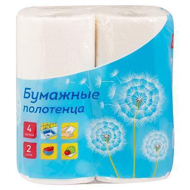 Полотенца бумажные в рулонах OfficeClean, 2-слойные, 11,6м/рул., тиснение, белые, 4шт. (арт. 279675)