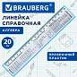 Линейка пластиковая 20 см BRAUBERG, справочная, алгебра, 210896 (арт. 210896)