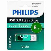 Флеш-диск 8 GB PHILIPS VIVID, разъем USB 3.0, зеленый, FM08FD00B/97 (арт. 514093)