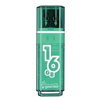 Флеш-диск 16 GB, SMARTBUY Glossy, USB 2.0, зеленый, SB16GBGS-G (арт. 512192)