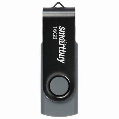 Флеш-диск 16 GB SMARTBUY Twist USB 2.0, черный, SB016GB2TWK (арт. 513907)