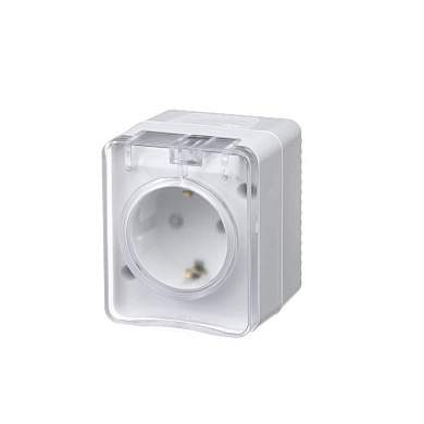 Schneider AtlasDesign Profi54 роз. ОУ 1 мест. бел. (пл.осн. земля, шторки IP54 IK08) (6!) ATN540145 (арт. 818386)