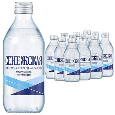 Вода газированная минеральная СЕНЕЖСКАЯ ГОСТ 0,33 л, стеклянная бутылка, 4600286110781 (арт. 624927)