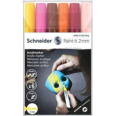 Набор маркеров акриловых Schneider "Paint-it 310", 2мм, ассорти, 6шт. (арт. 320064)