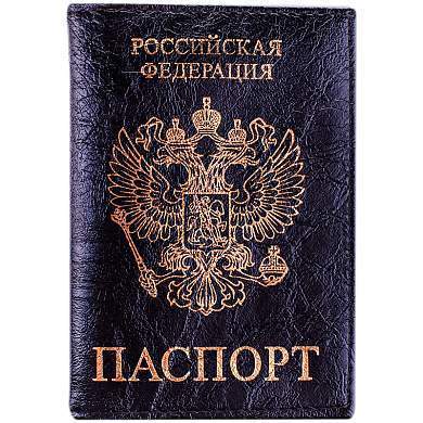 Обложка для паспорта OfficeSpace экокожа, черный, тиснение золото "Герб" (арт. 176873)