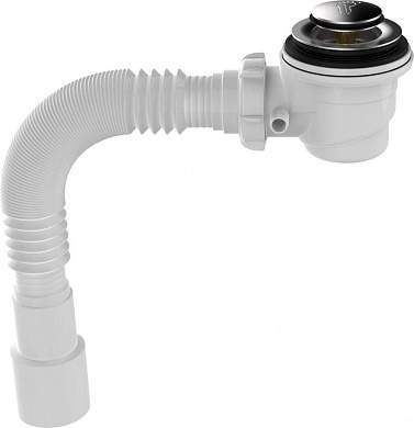 Aquant Сифон для душевого поддона 11/2''х50мм,г.т.40х40/50,клик-клак,h 65мм,мет.сетка,хром,V465-7-MR (арт. 876390)