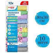 Салфетки из МИКРОФИБРЫ 30х30 см PASTEL COLOUR, big pack, КОМПЛЕКТ 10 штук, 180 г/м2, LAIMA HOME, 700608 (арт. 700608)