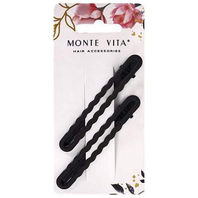 Заколки для волос НАБОР 2 шт., 8 см, зажим, soft touch, чёрный, MONTE VITA, 457087 (арт. 457087)