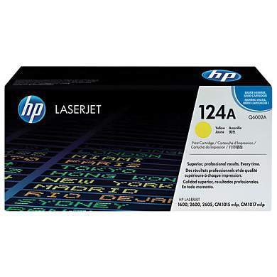 Картридж лазерный HP (Q6002A) ColorLaserJet CM1015/2600 и др, №124A, желтый, оригинальный, 2000 стр. (арт. 360587)