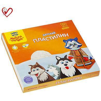 Пластилин Мульти-Пульти "Енот на Аляске", 12 цветов, 180г, со стеком, картон (арт. 236489)