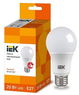 IEK ЛОН A60 E27 20W(1800lm) 3000K 2K 116x60 ECO LLE-A60-20-230-30-E27 (арт. 617336)
