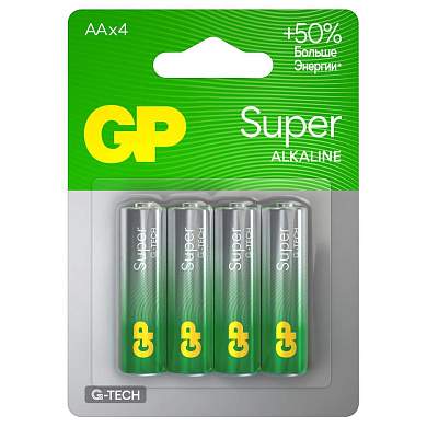 Батарейка GP Super G-Tech AA (LR6) 15A алкалиновая, BC4 (арт. 374882)