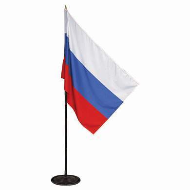 Флаг России, 90х135 см, напольный с флагштоком, высота 2,25 м, оцинкованная сталь с полимерным покрытием (арт. 550007)