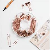 Набор мелкоофисных принадлежностей Meshu "Rose Gold", 89 предметов, розовое золото, пластиковый пенал, европодвес (арт. 319371)