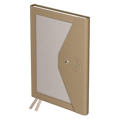 Ежедневник недатированный, А5, 136л., твердый переплет, кожзам, BG "Clutch. Beige", бежевый, внешний карман (арт. 370256)
