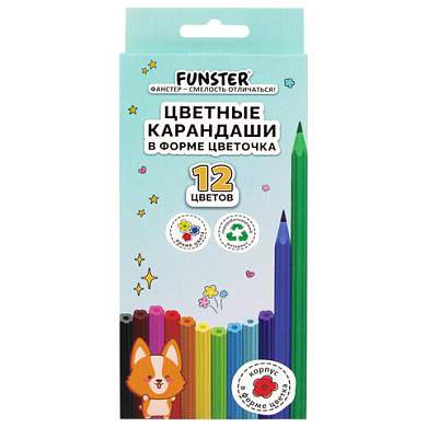Карандаши цветные FUNSTER (ФАНСТЕР), 12 цветов, фигурный корпус в форме цветочка, 182069 (арт. 182069)