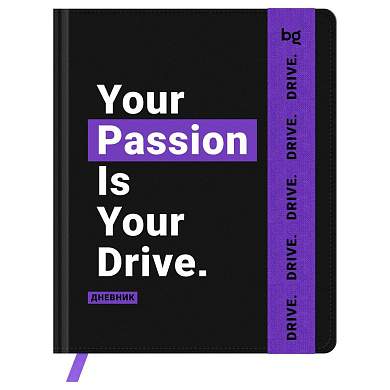 Дневник 1-11 кл. 48л. (твердый) BG "Motivation. Drive", иск. кожа, печать, ляссе, на резинке (арт. 376668)