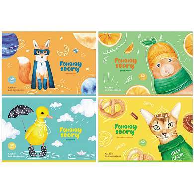 Альбом для рисования 32л., А4, на скрепке BG "Funny story" (арт. 339424)