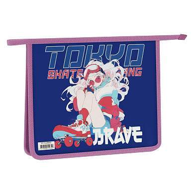 Папка для тетрадей 1 отделение, ArtSpace "Tokyo brave", А5, пластик, на молнии (арт. 380274)