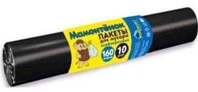 Мешки для мусора (пакеты) особопрочн. 160л/10шт, 30мк, ПВД, рулон, МРМ4586 Мамонтенок (арт. 558983)