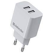 Зарядное устройство сетевое Defender UPA-22 белый, 2xUSB, 2.1А output, черный (арт. 382602)