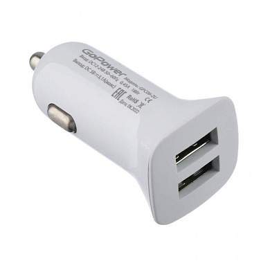 Автомобильный б/п 12V-5V GoPower GPC06-2U 2USB до 3,1A, белый (арт. 855249)