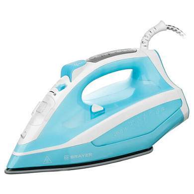Утюг BRAYER BR4000, 2600 Вт, керамическое покрытие, самоочистка, антикапля, автоотключение, голубой (арт. 456106)
