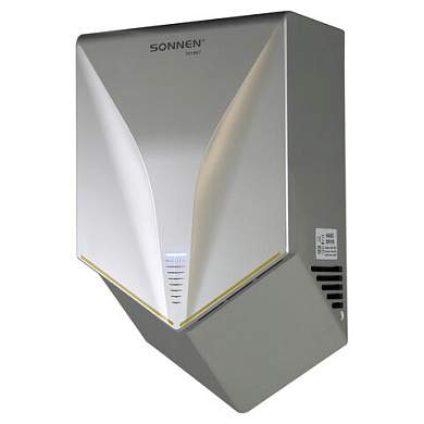 Сушилка для рук ВЫСОКОСКОРОСТНАЯ SONNEN HSD-A1011, 1000 Вт, 90 м/с, IPX4, пластик, серебристая, 701867 (арт. 701867)